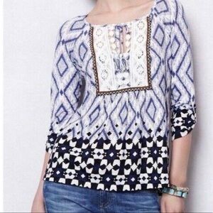 Anthropologie |Vanessa Virginia Crochet tassel Boho Blouse